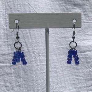 Fishhook earring dangle blue tri-drop nickel free